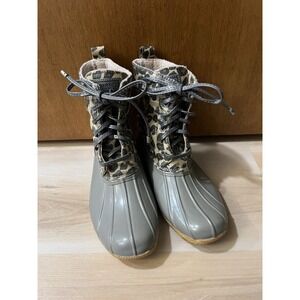Sperry Gray and Leopard Print Winter Boots